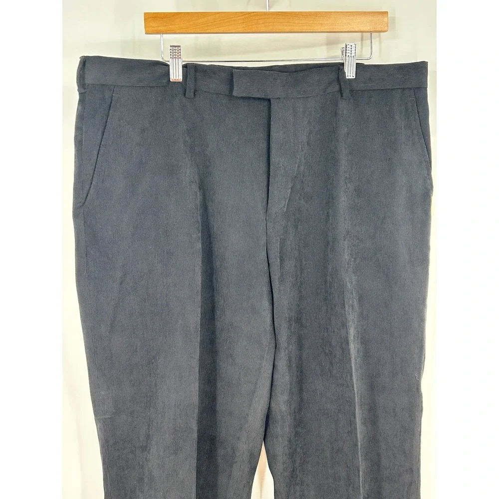 Perry Ellis Mens Black Corduroy Principles Pants 38x32 NWT 46FB7020PS